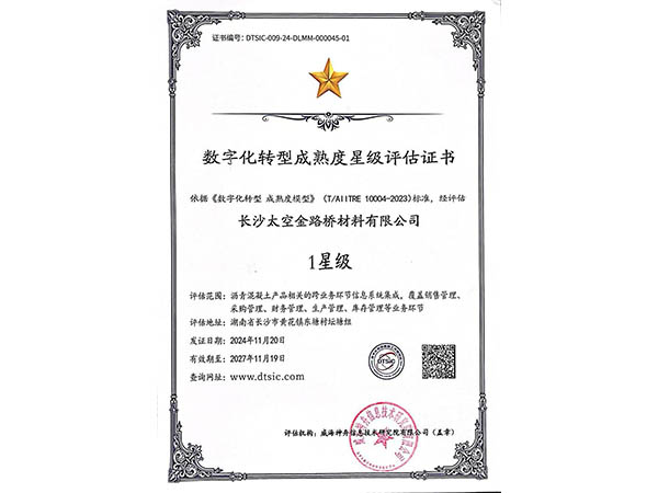 數(shù)字化轉(zhuǎn)型成熟度星級(jí)評(píng)估證書